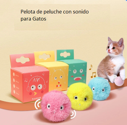 Pelota interactiva para gatos, con hierba gatera y tres sonidos diferentes