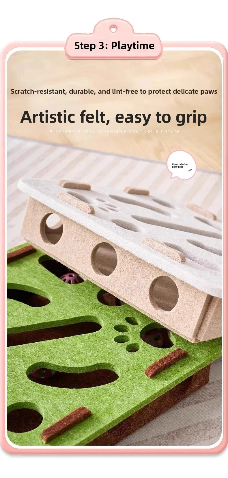 Juguete rompecabezas para gatos, caja de rompecabezas de fieltro, juguete de ejercicio para gatos con pelota, entretenimiento deportivo de interior, caza, juguetes para gatos de interior