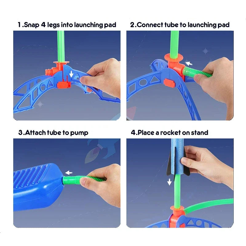 Juguetes al aire libre para niños, cohete, bomba de pedal, presión de aire al aire libre, juego de cohete, salto, juego de lanzacohetes aerodinámicos, regalo de juguete para niños