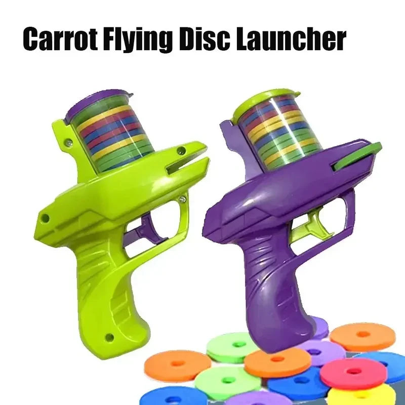 Mini lanzador de disco volador de zanahoria, pistola de juguete Eva, batalla al aire libre, deportes para varias personas, pistola de balas suaves, pistola de platillo volador de zanahoria de seguridad