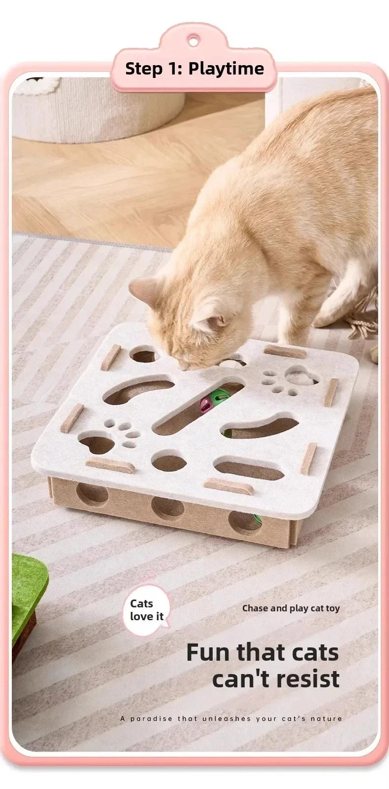 Juguete rompecabezas para gatos, caja de rompecabezas de fieltro, juguete de ejercicio para gatos con pelota, entretenimiento deportivo de interior, caza, juguetes para gatos de interior