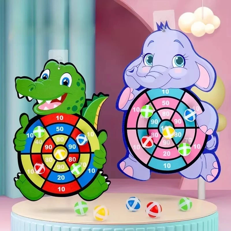 Juego de Dardos Montessori, Juguete Deportivo con Tirachinas, Tablero de Dardos con Bolas Adhesivas, Juego Educativo para Interiores y Exteriores