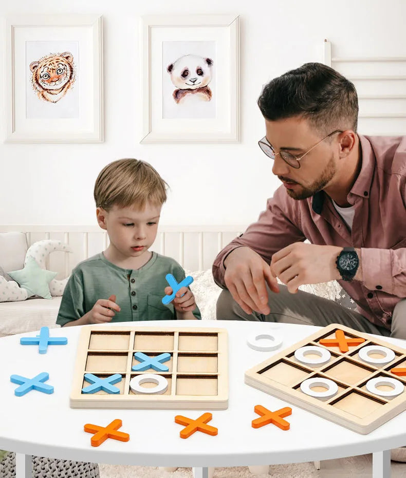 Juego de juego Montessori, juguete de madera, Mini rompecabezas de interacción de ajedrez, entrenamiento del cerebro, juguetes educativos para edades tempranas
