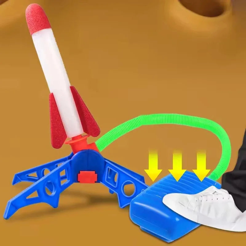 Juguetes al aire libre para niños, cohete, bomba de pedal, presión de aire al aire libre, juego de cohete, salto, juego de lanzacohetes aerodinámicos, regalo de juguete para niños