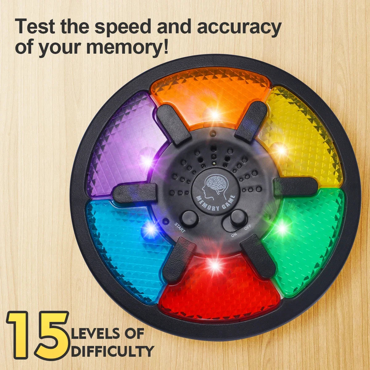 Máquina de juego de memoria, juego de memoria electrónico portátil con rompecabezas de luz y sonido, juego interactivo creativo, juguete de entrenamiento de memoria