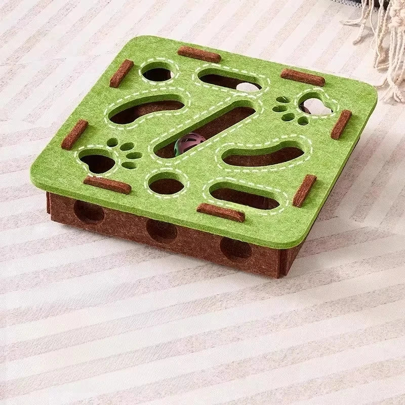 Juguete rompecabezas para gatos, caja de rompecabezas de fieltro, juguete de ejercicio para gatos con pelota, entretenimiento deportivo de interior, caza, juguetes para gatos de interior