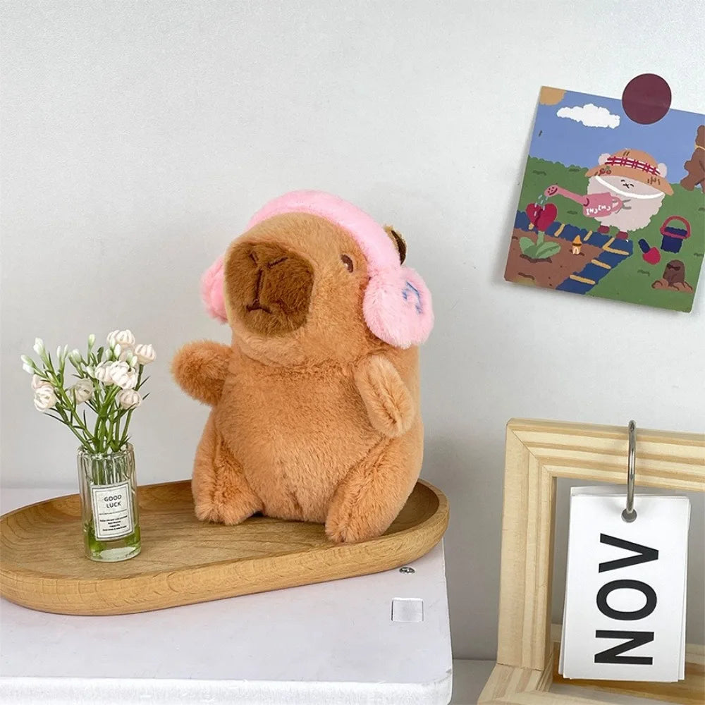 Lindo capibara de peluche con capucha de juguete con alas muñeca de simulación animales de peluche de tamaño pequeño Anime juguete esponjoso fiesta de cumpleaños
