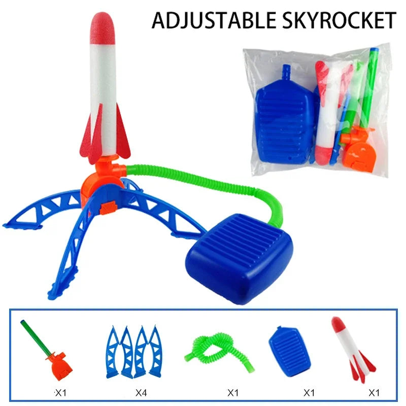 Juguetes al aire libre para niños, cohete, bomba de pedal, presión de aire al aire libre, juego de cohete, salto, juego de lanzacohetes aerodinámicos, regalo de juguete para niños