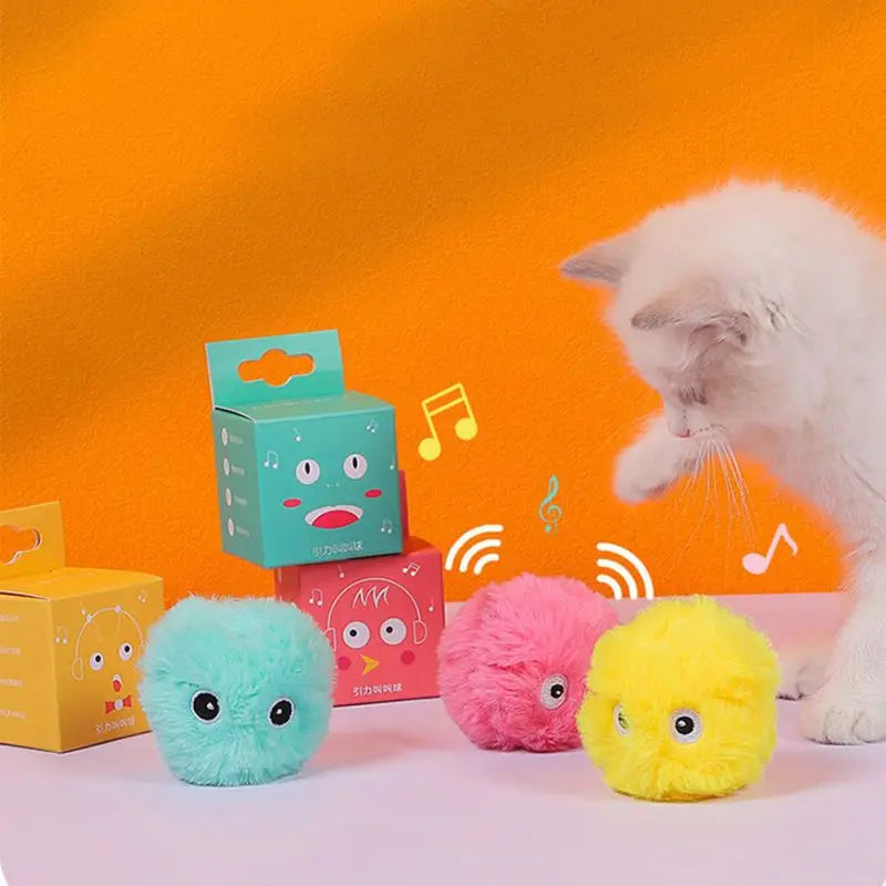 Pelota interactiva para gatos, con hierba gatera y tres sonidos diferentes