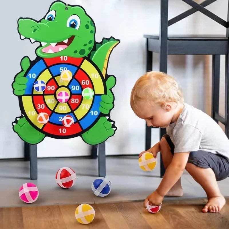 Juego de Dardos Montessori, Juguete Deportivo con Tirachinas, Tablero de Dardos con Bolas Adhesivas, Juego Educativo para Interiores y Exteriores