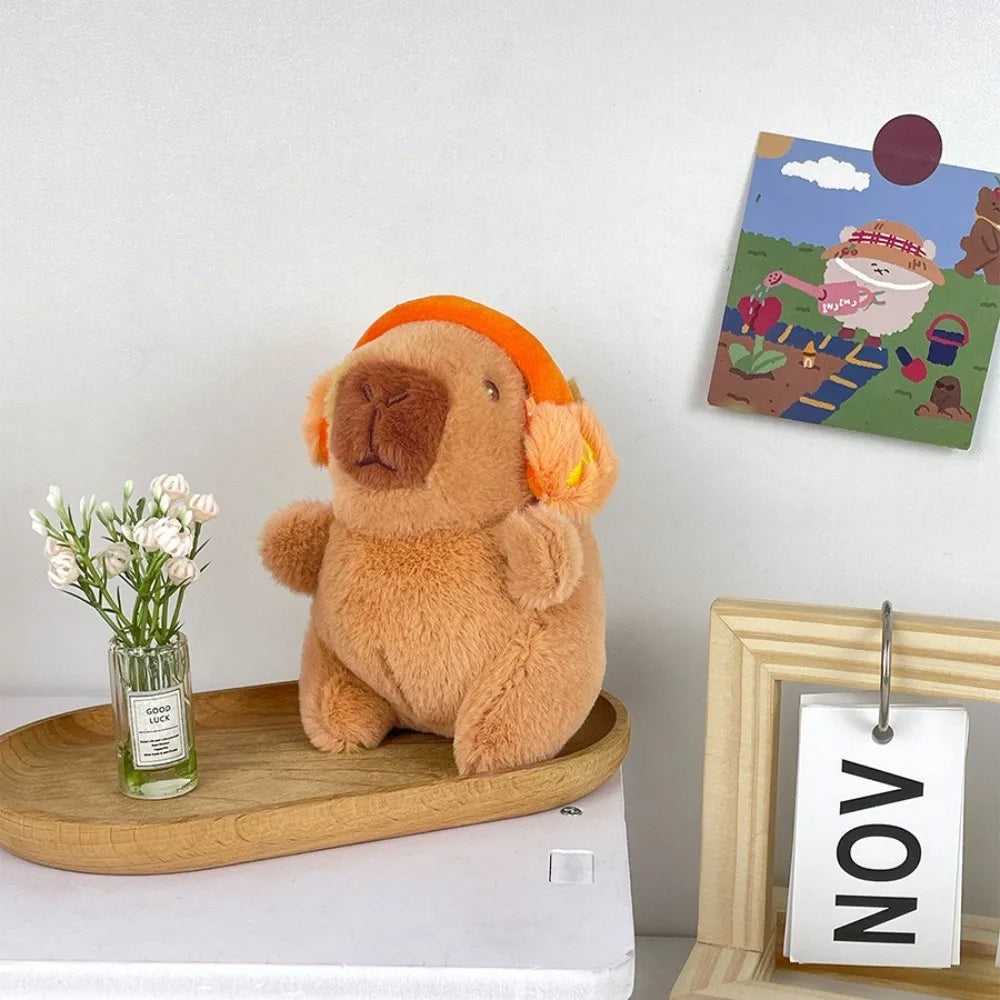 Lindo capibara de peluche con capucha de juguete con alas muñeca de simulación animales de peluche de tamaño pequeño Anime juguete esponjoso fiesta de cumpleaños