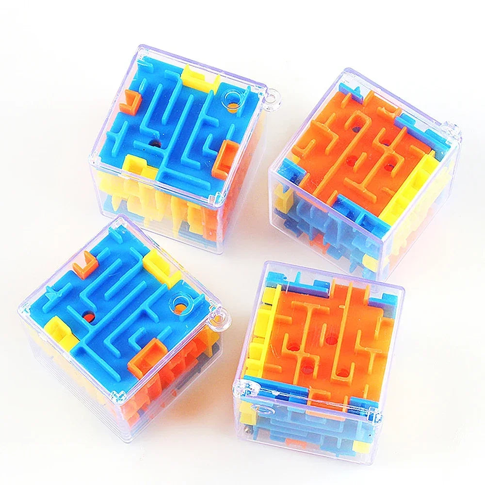 Mini cubo mágico laberinto 3D, rompecabezas transparente de seis lados, cubo de velocidad con bolas rodantes, juguetes laberinto para aliviar el estrés