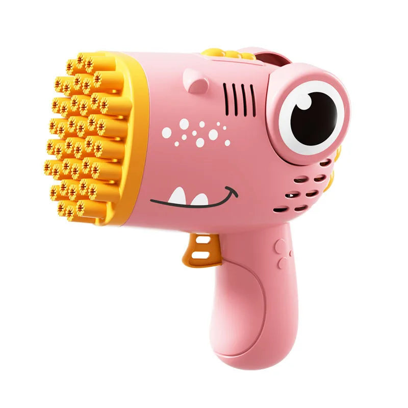Pistola de burbujas de dinosaurio de 40 agujeros para niños, máquina de burbujas de agua y jabón de verano, máquina de burbujas eléctrica 2 en 1, juguetes de regalo para niños