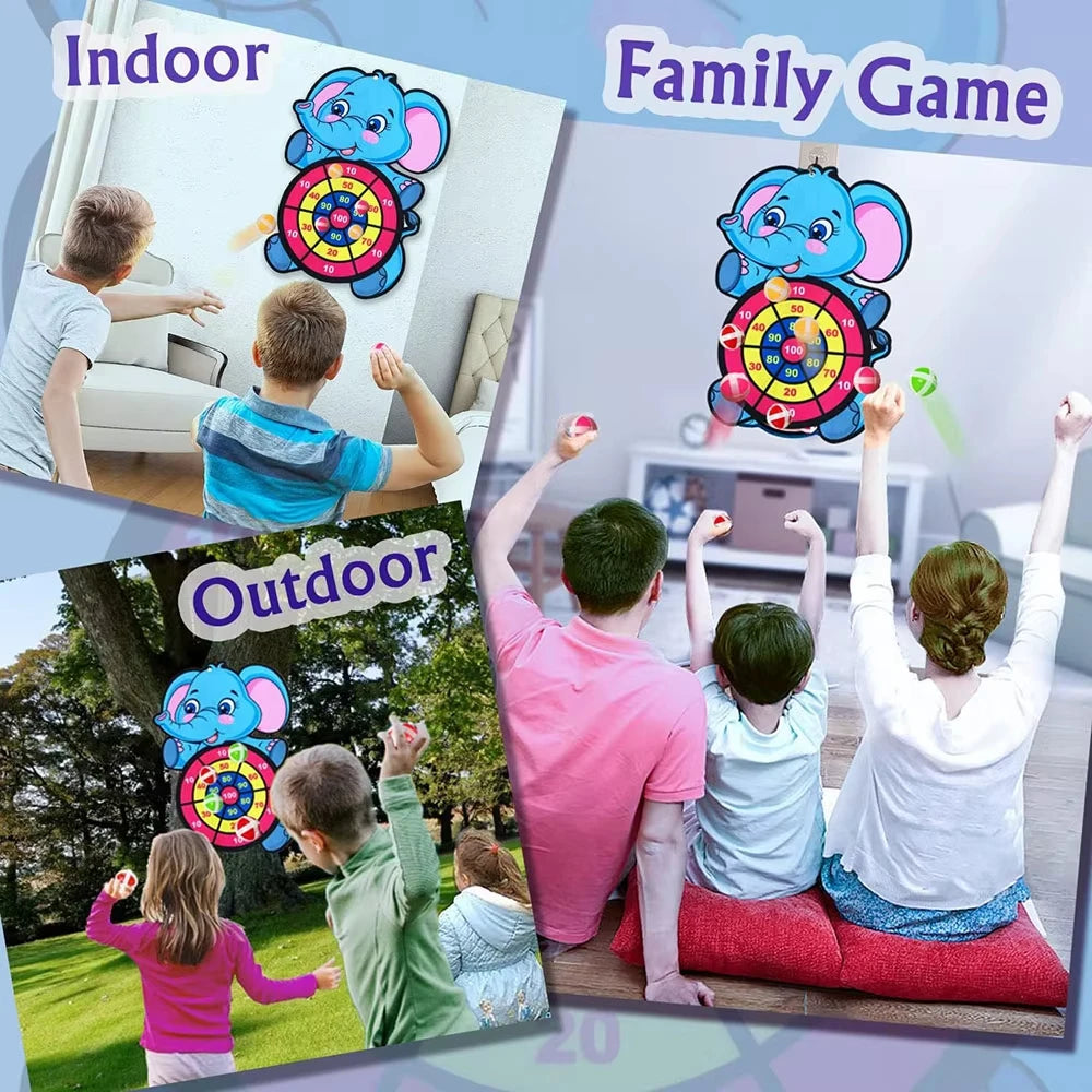 Juego de Dardos Montessori, Juguete Deportivo con Tirachinas, Tablero de Dardos con Bolas Adhesivas, Juego Educativo para Interiores y Exteriores