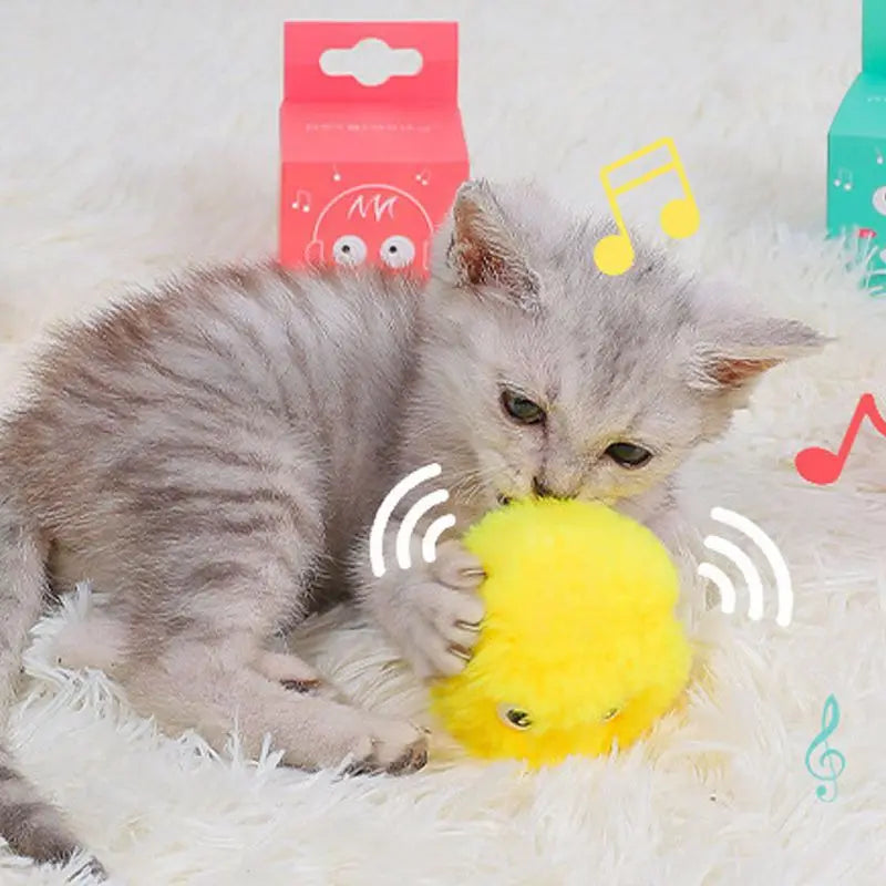Pelota interactiva para gatos, con hierba gatera y tres sonidos diferentes