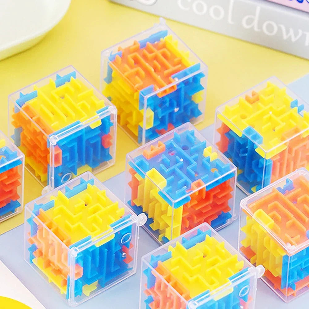 Mini cubo mágico laberinto 3D, rompecabezas transparente de seis lados, cubo de velocidad con bolas rodantes, juguetes laberinto para aliviar el estrés