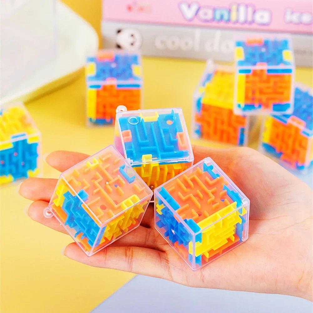 Mini cubo mágico laberinto 3D, rompecabezas transparente de seis lados, cubo de velocidad con bolas rodantes, juguetes laberinto para aliviar el estrés