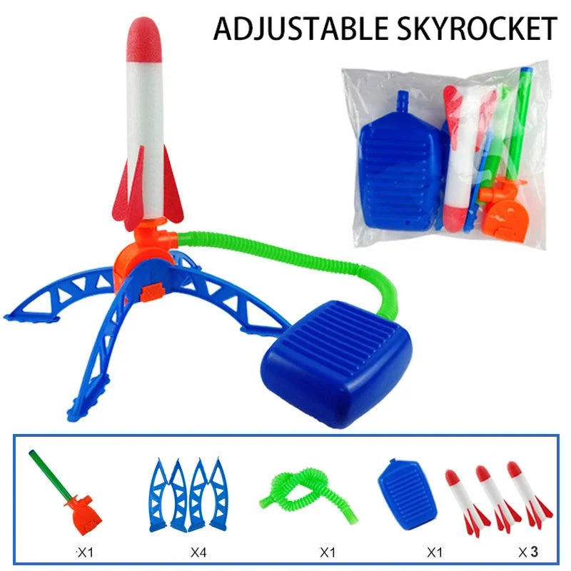 Juguetes al aire libre para niños, cohete, bomba de pedal, presión de aire al aire libre, juego de cohete, salto, juego de lanzacohetes aerodinámicos, regalo de juguete para niños