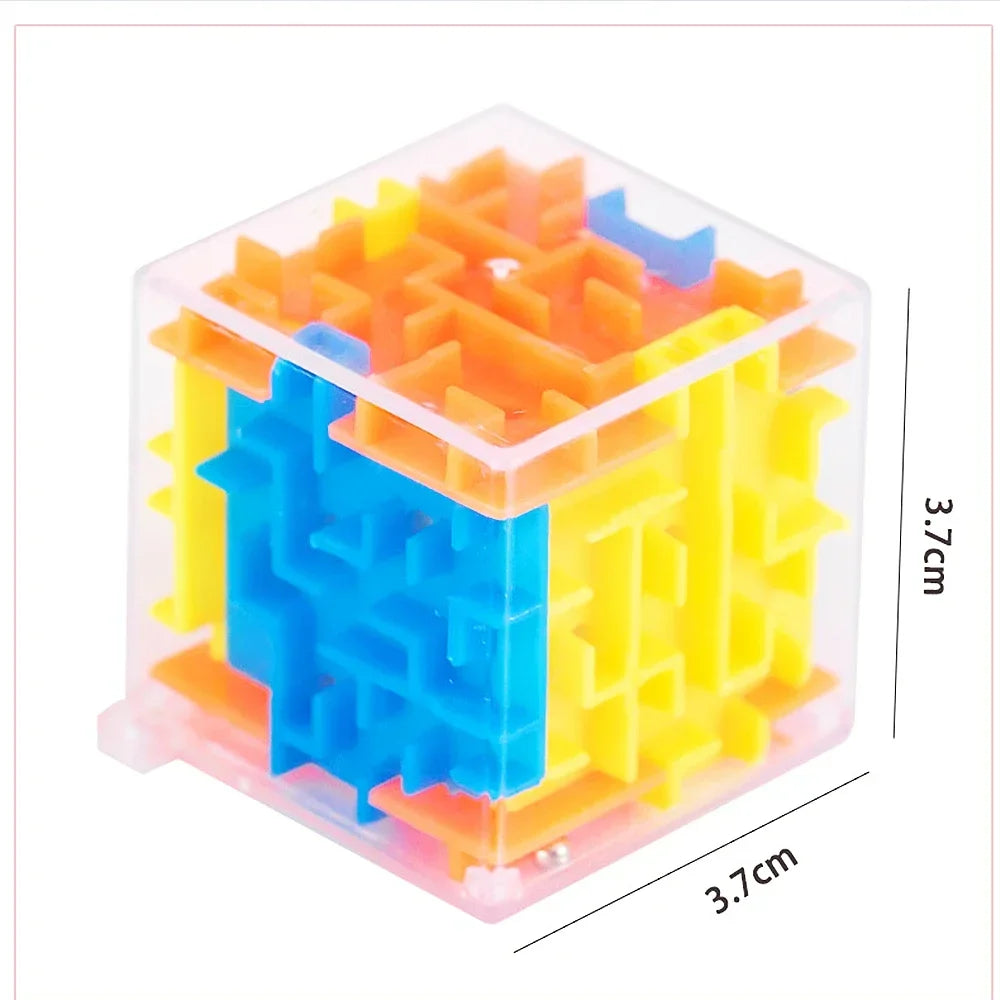 Mini cubo mágico laberinto 3D, rompecabezas transparente de seis lados, cubo de velocidad con bolas rodantes, juguetes laberinto para aliviar el estrés