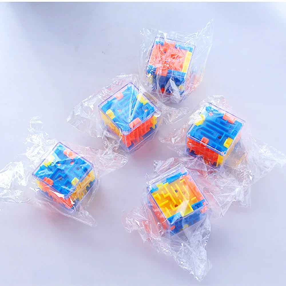 Mini cubo mágico laberinto 3D, rompecabezas transparente de seis lados, cubo de velocidad con bolas rodantes, juguetes laberinto para aliviar el estrés