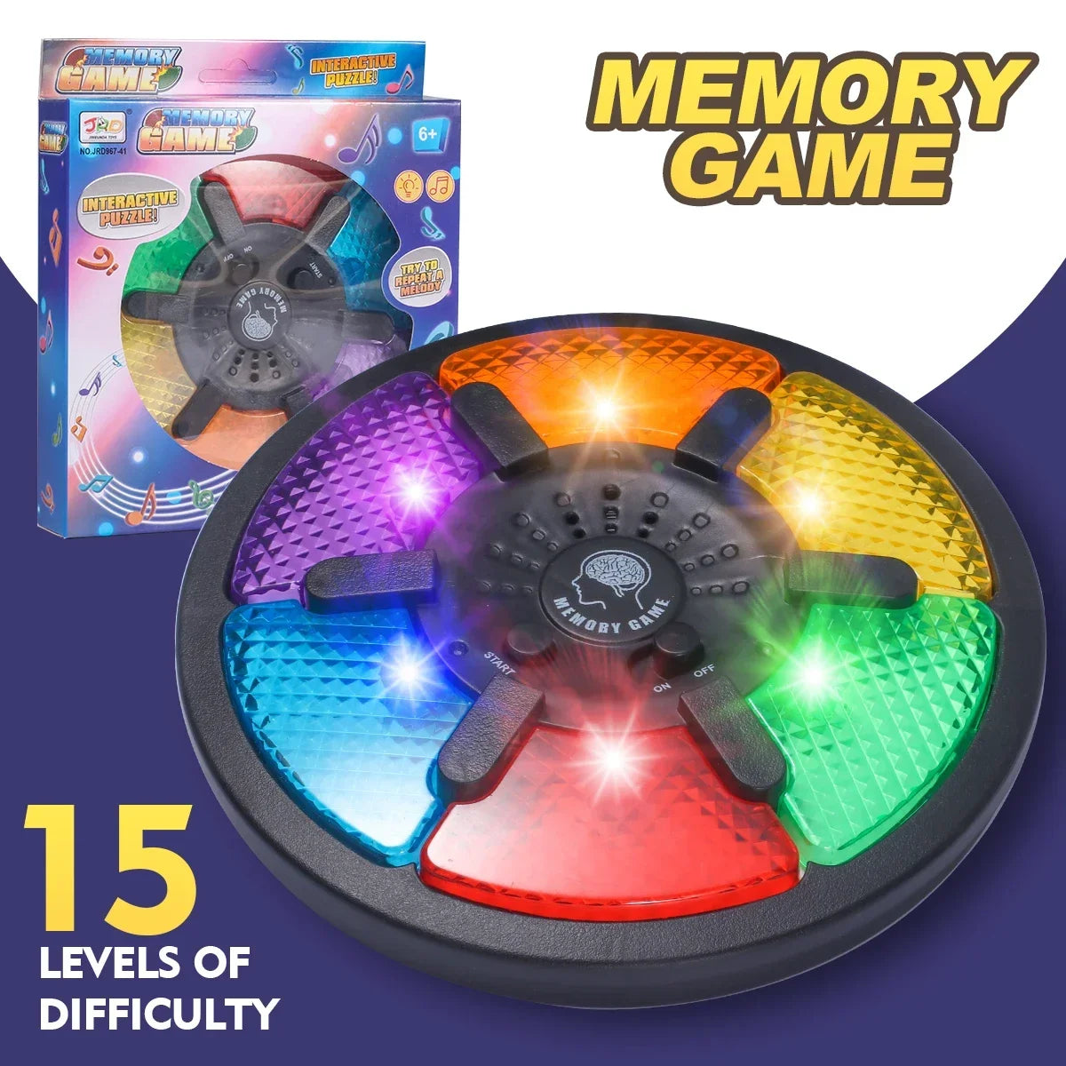 Máquina de juego de memoria, juego de memoria electrónico portátil con rompecabezas de luz y sonido, juguetes interactivos creativos, entrenamiento de memoria