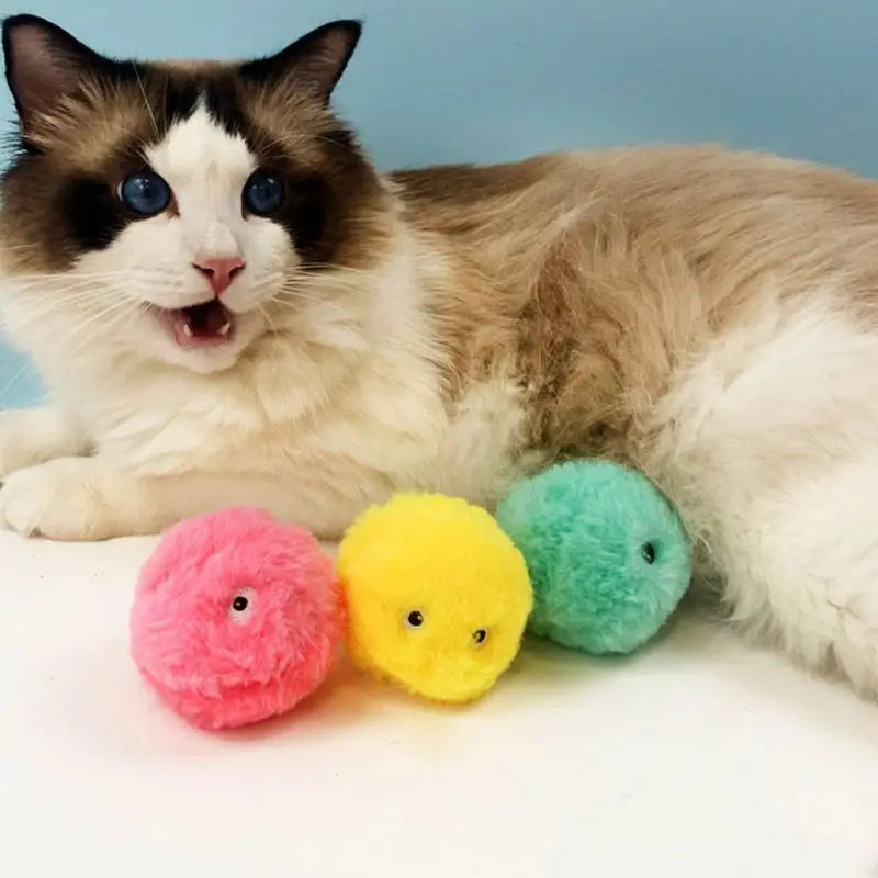 Pelota interactiva para gatos, con hierba gatera y tres sonidos diferentes
