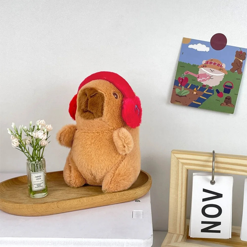 Lindo capibara de peluche con capucha de juguete con alas muñeca de simulación animales de peluche de tamaño pequeño Anime juguete esponjoso fiesta de cumpleaños