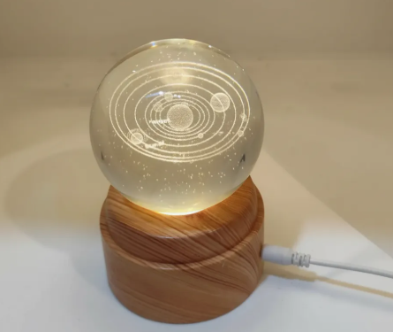 Hermosa lampara de mesa Bola de cristal Giratoria 3d Sistema Solar