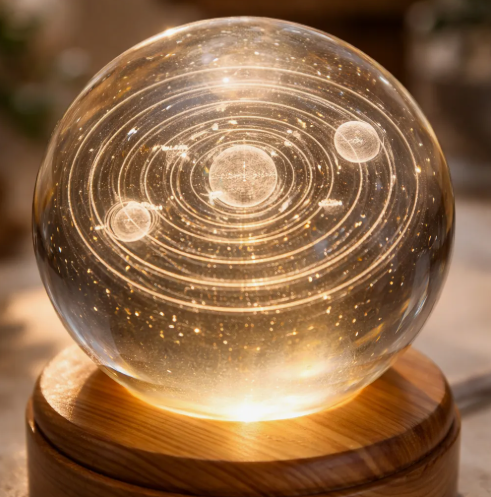 Hermosa lampara de mesa Bola de cristal Giratoria 3d Sistema Solar